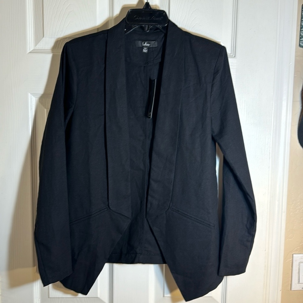 Lulus Women's Black Miss Punctuality Lightweight Open Front Blazer Size XS NWT